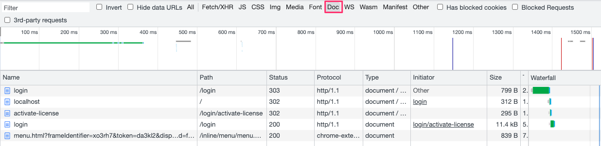 Chrome DevTools network requests filtering - "Doc"