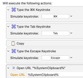 Keyboard Maestro macro for opening link under the cursor